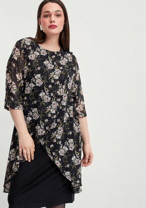 Платье в цветочный принт с шифоном