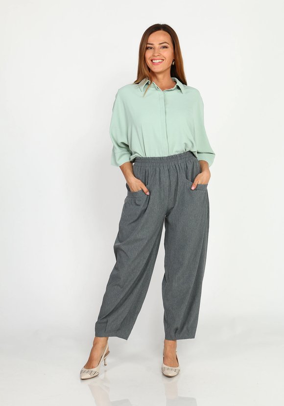 Брюки с защипами внизу шир.  580, рис. 1