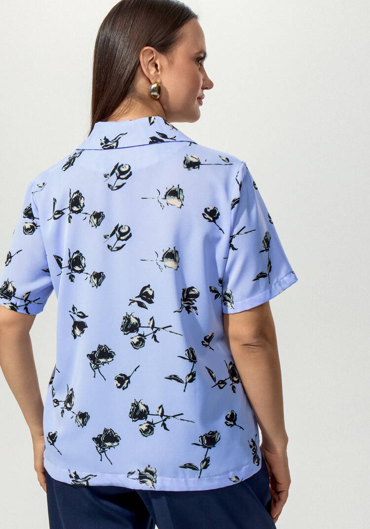 Блуза с отложным воротником в цветочек шир.  750, рис. 16