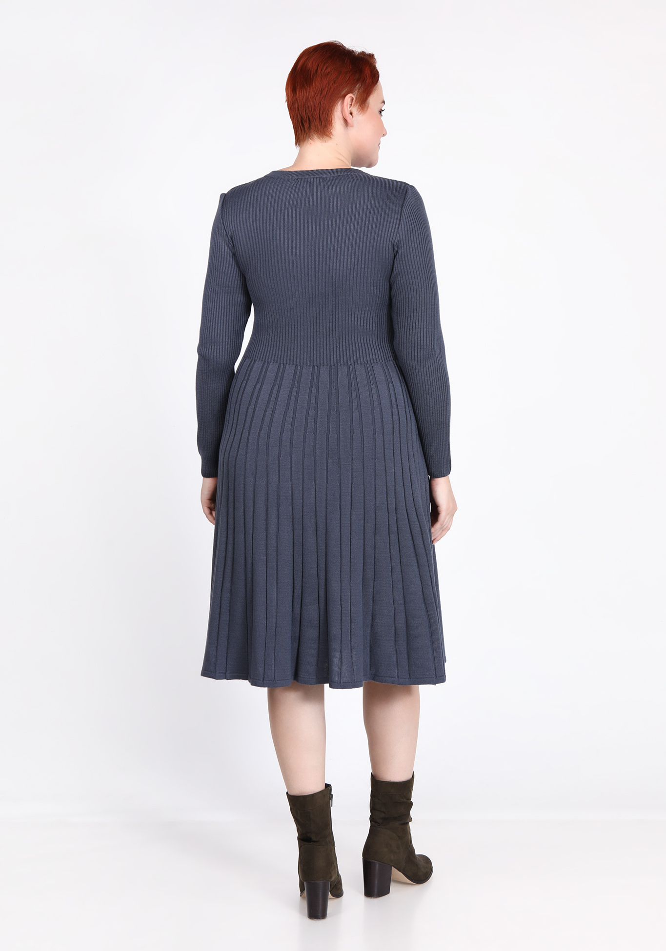 Платье в вертикальную полоску Vivawool, размер 48, цвет темно-серый - фото 3