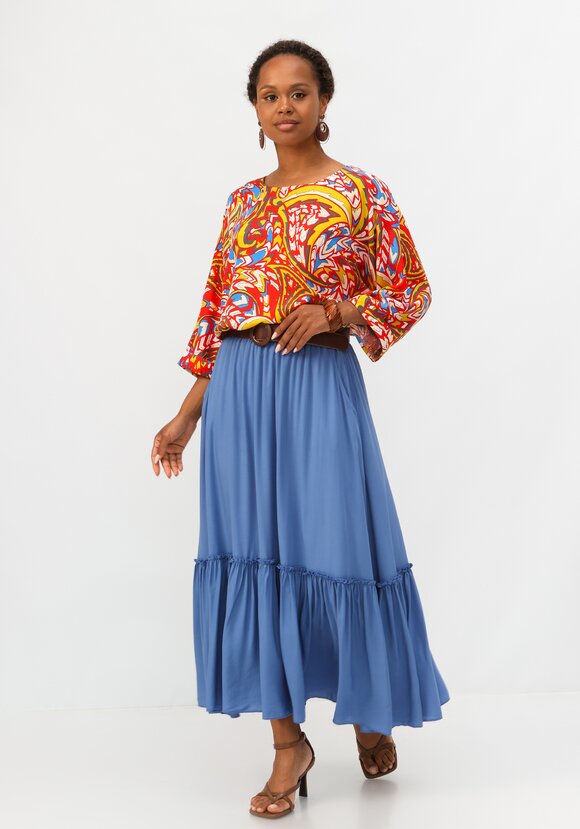 Юбка на эластичной ленте с ярусами шир.  580, рис. 23