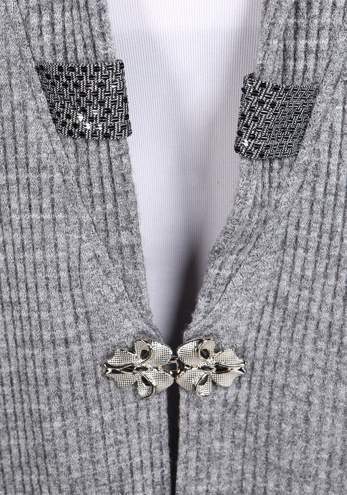 Кардиган с двумя карманами GalaGrosso, размер 52, цвет серый - фото 4