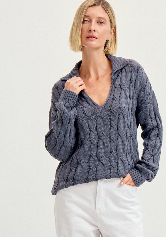 Джемпер с косами и воротником-поло шир.  580, рис. 31