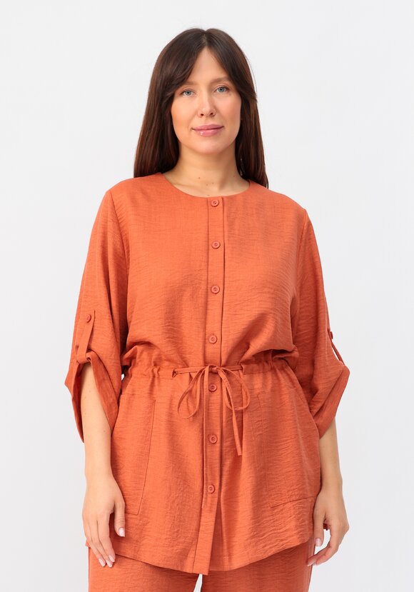 Кардиган на пуговицах с кулиской по талии шир.  580, рис. 32