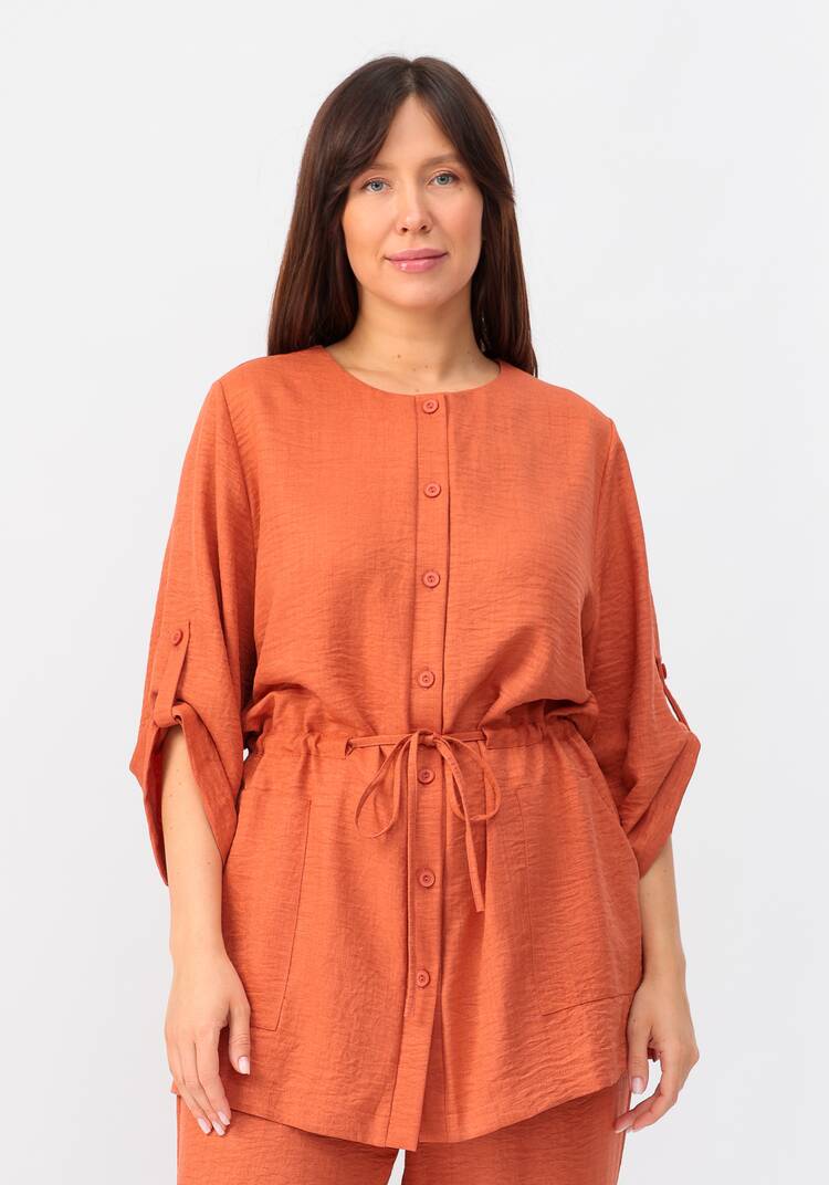 Кардиган на пуговицах с кулиской по талии шир.  750, рис. 32