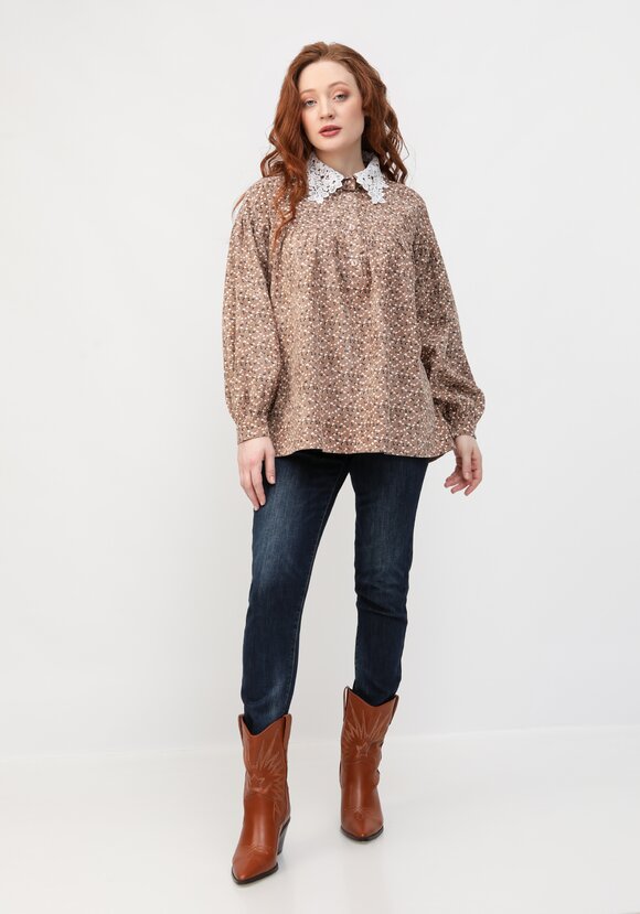Блуза с цветочным принтом и воротником шир.  580, рис. 2