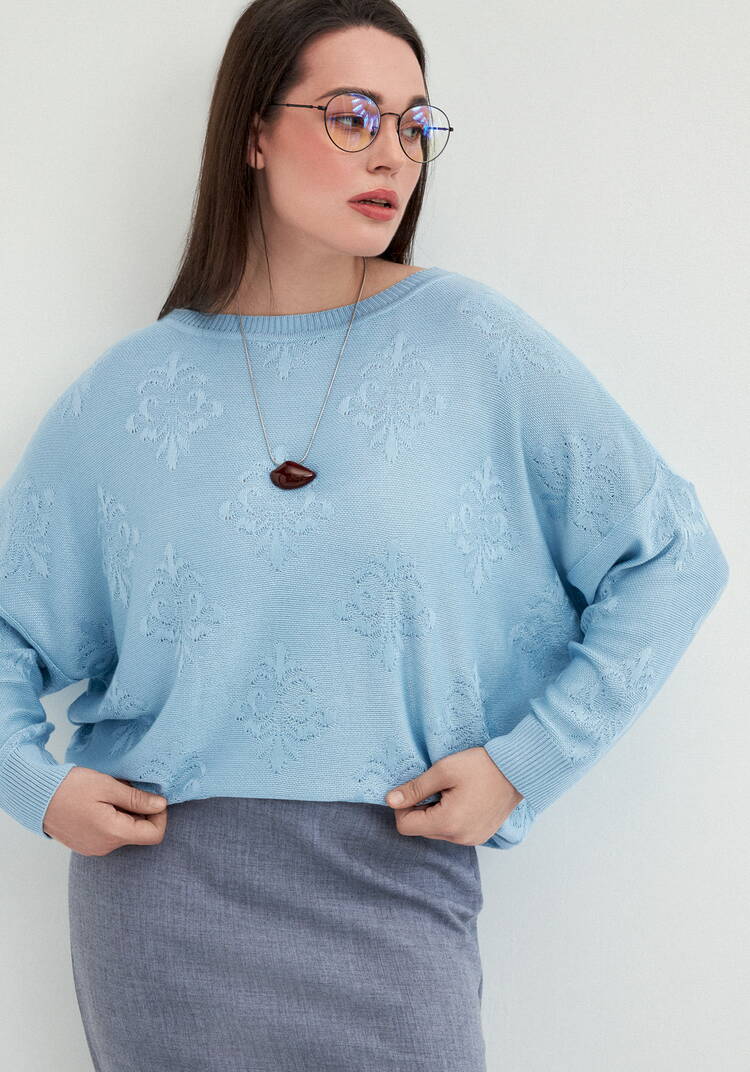 Джемпер структурной вязки свободного силуэта шир.  750, рис. 8