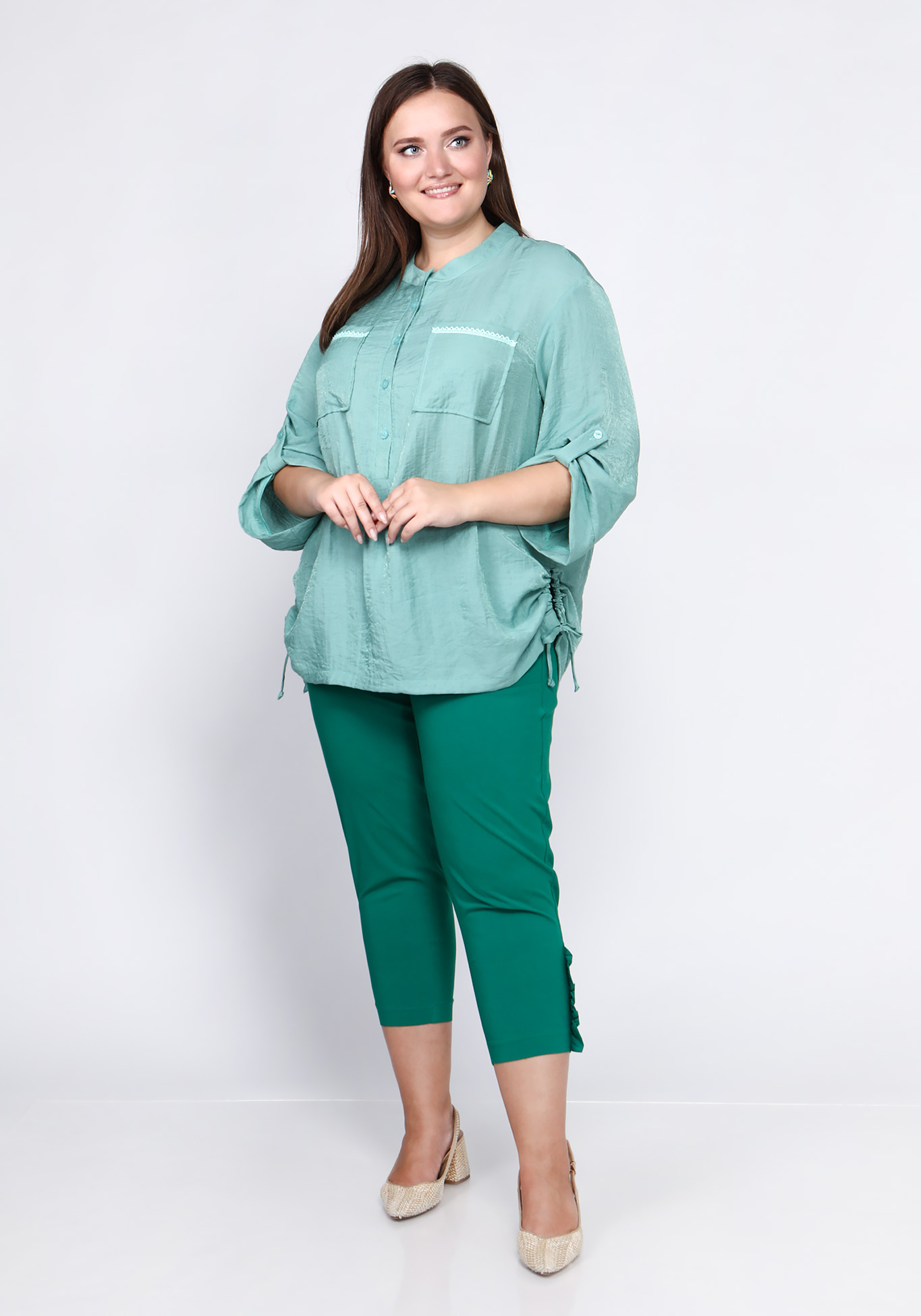Блуза "Чарующая красота" GalaGrosso, размер 48, цвет серо-зелёный - фото 7