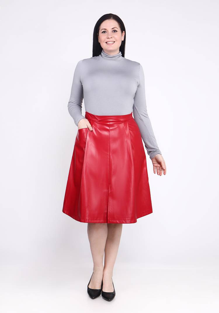 Юбка-трапеция из экокожи шир.  750, рис. 7