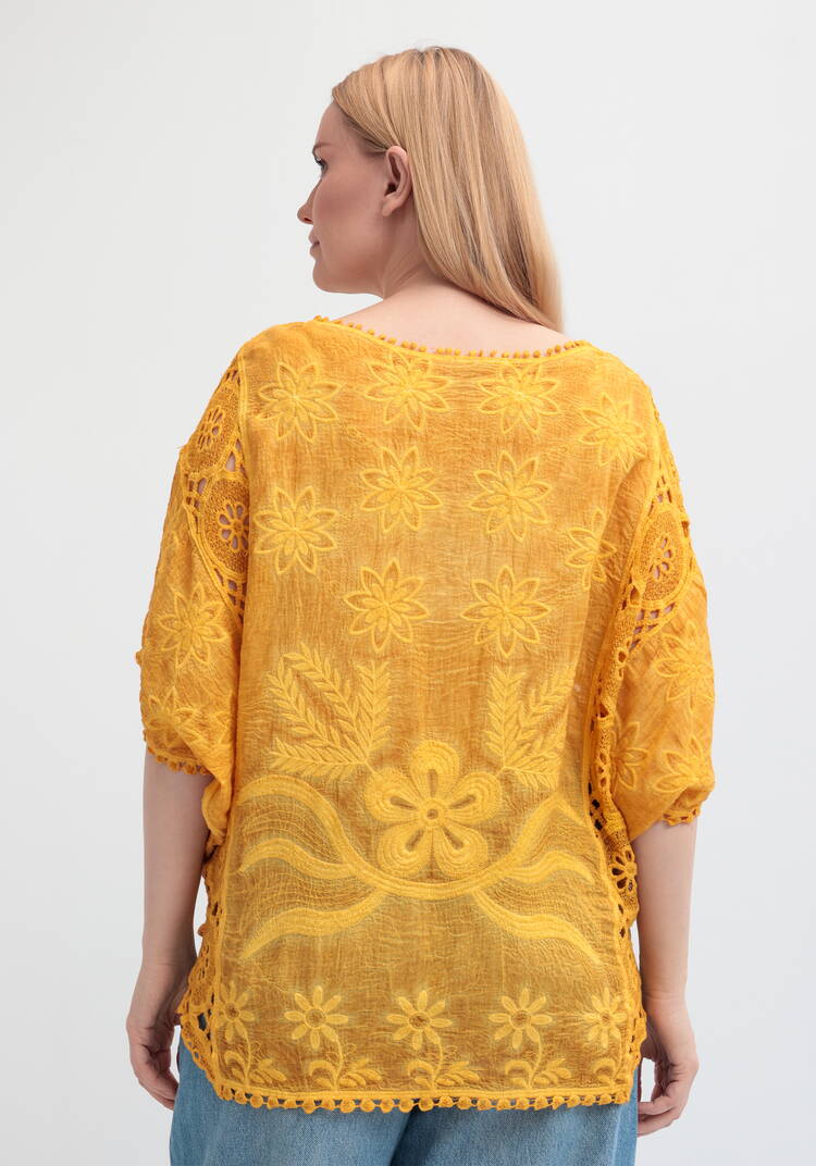 Блуза свободная с кружевным шитьем шир.  750, рис. 3