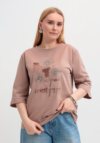 Блуза с длинным рукавом и цветочным рисунком
