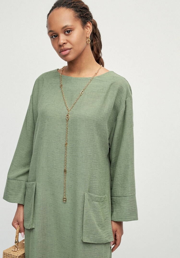 Платье изо льна с объемными карманами шир.  750, рис. 10