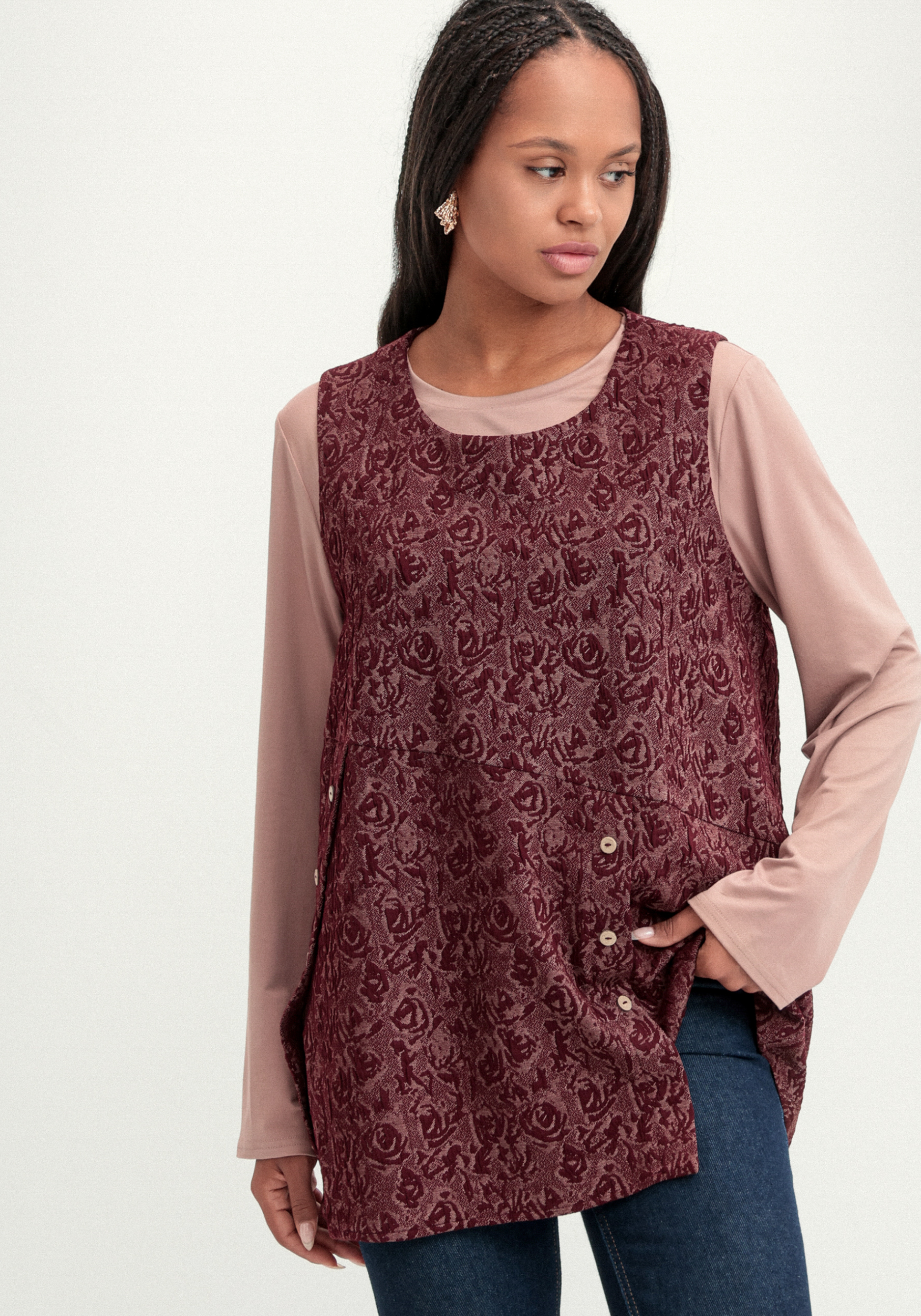 

Блуза с жилетом, Бордовый