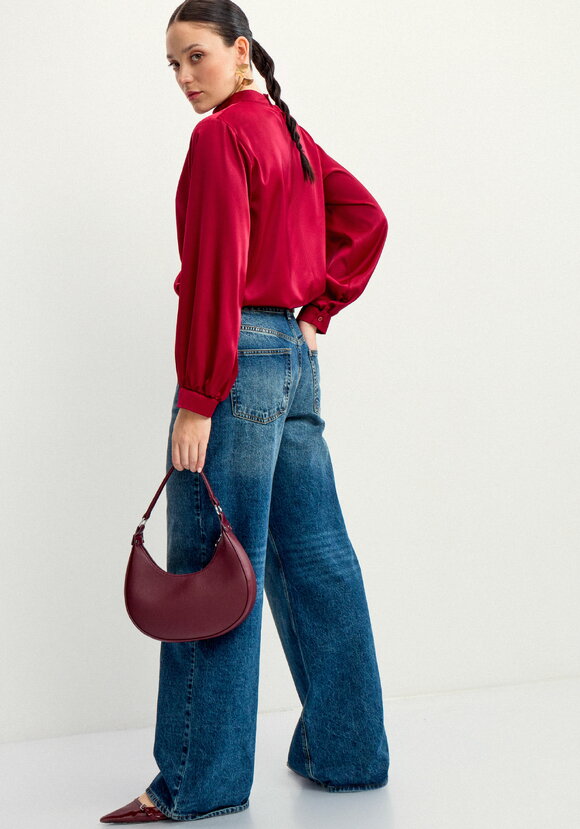 Блуза шелковая с воротником-стойкой шир.  580, рис. 7