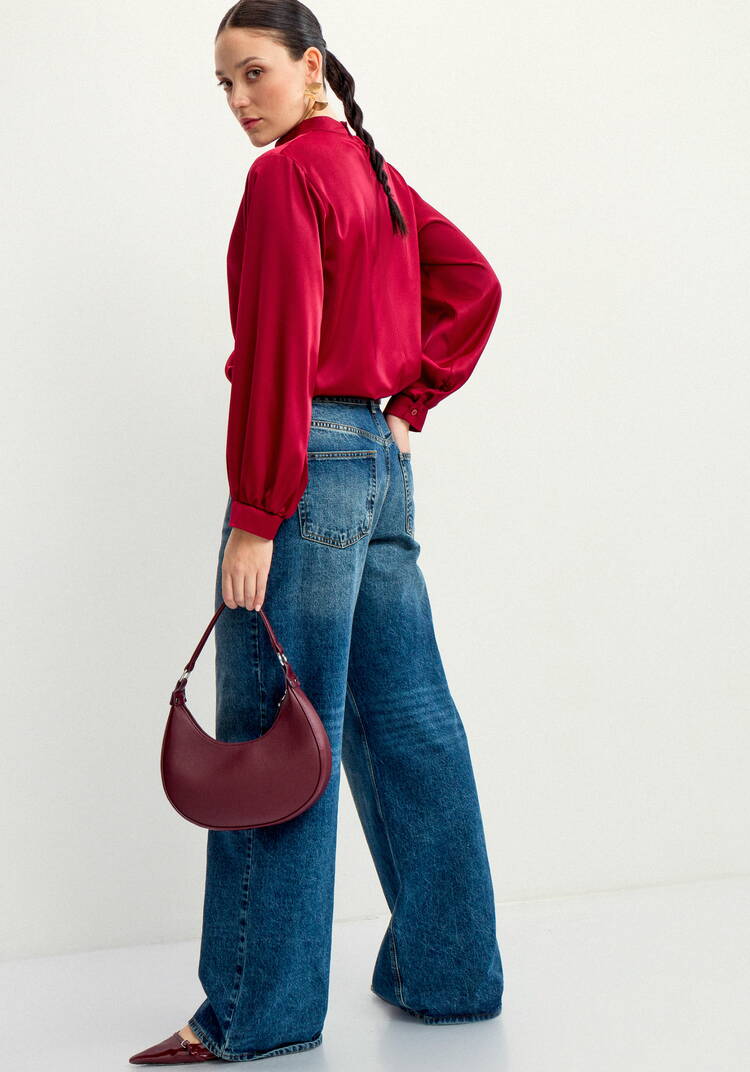 Блуза шелковая с воротником-стойкой шир.  750, рис. 7