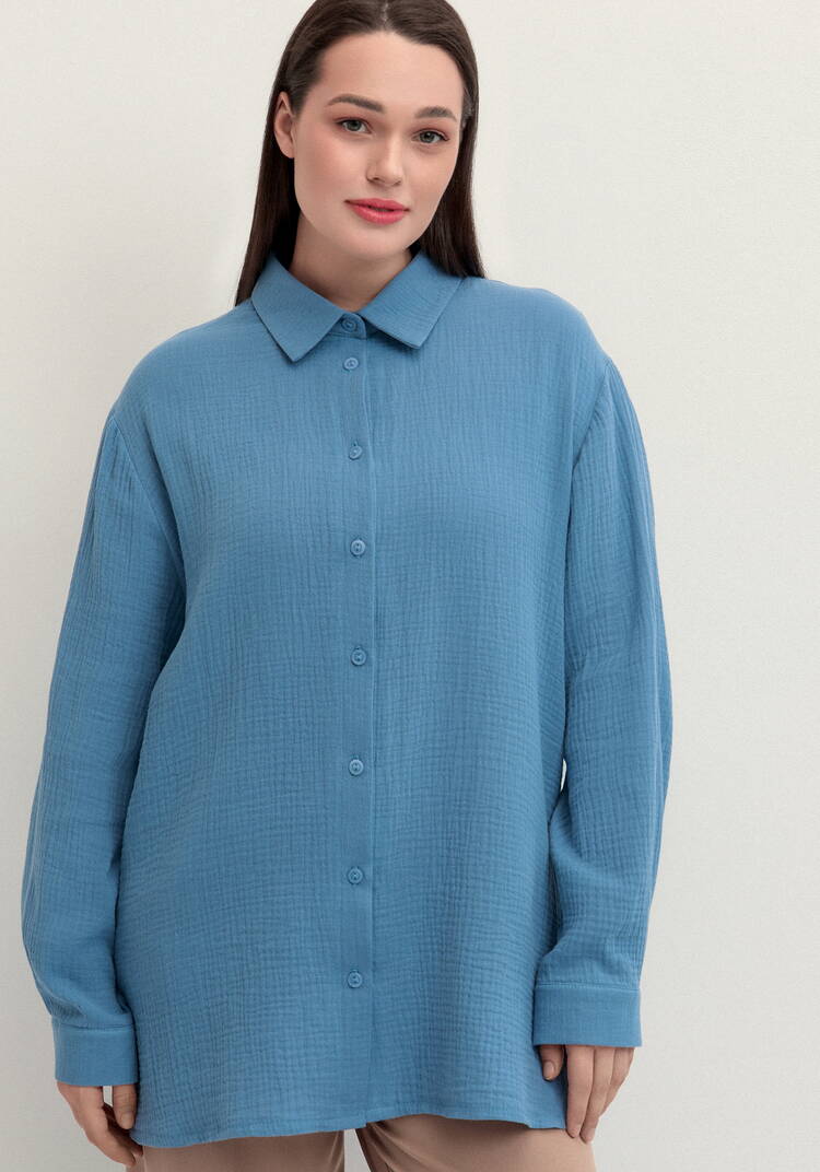 Рубашка муслиновая свободного кроя шир.  750, рис. 9