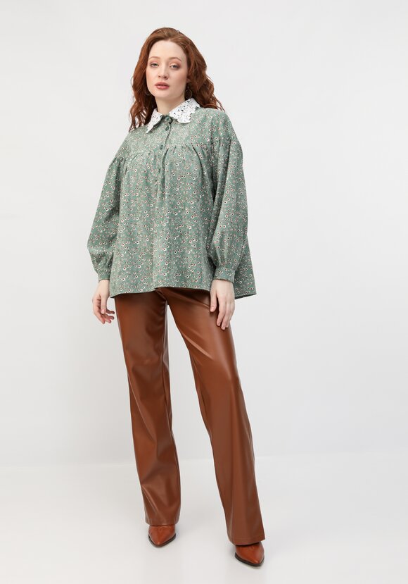 Блуза с цветочным принтом и воротником шир.  580, рис. 17