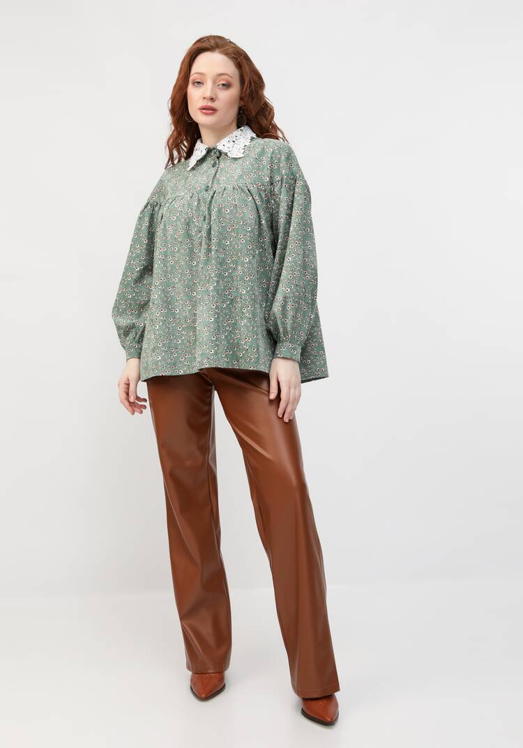 Блуза с цветочным принтом и воротником шир.  750, рис. 17