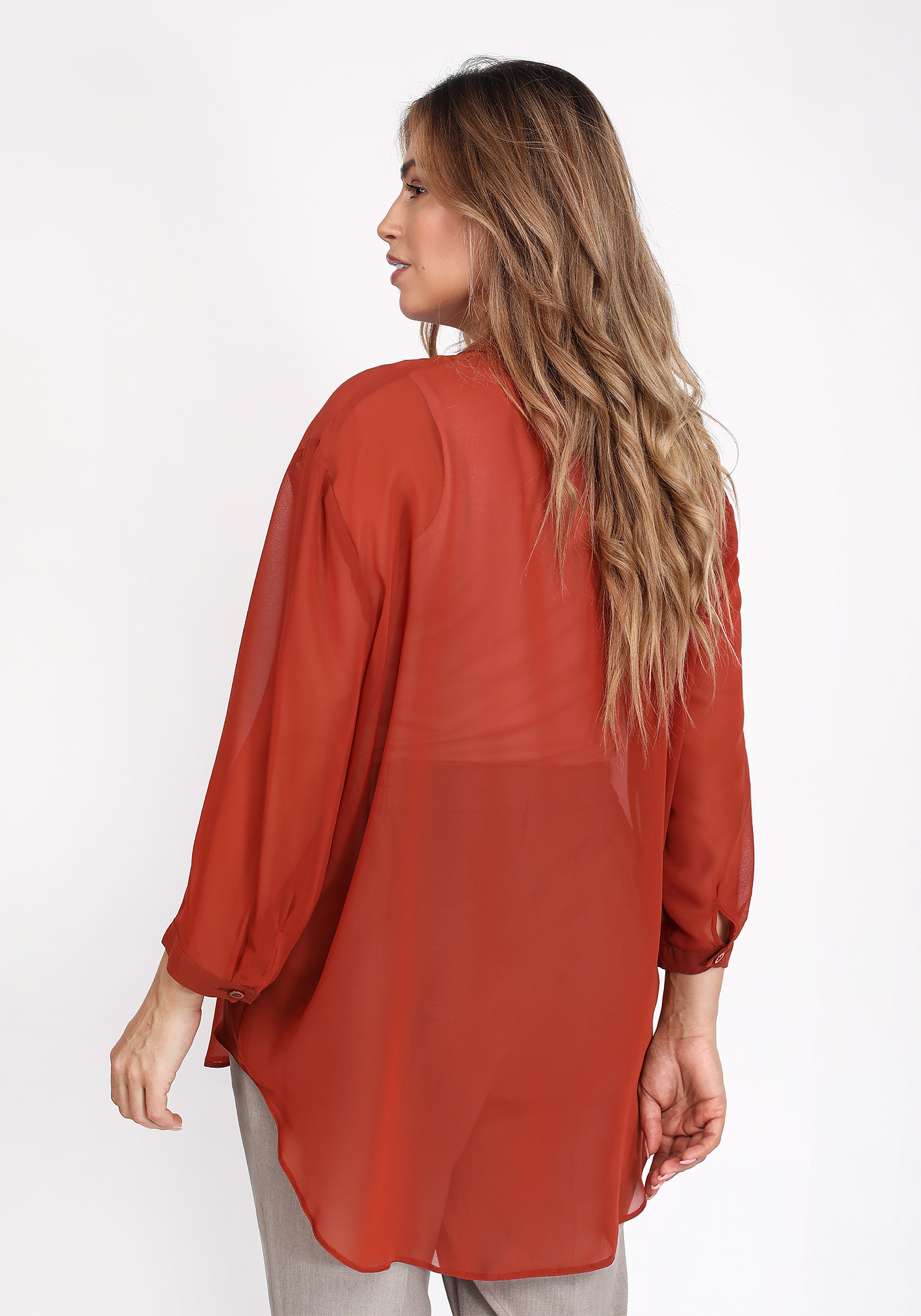 Блуза шифоновая с длинными рукавами Victoria, размер 48, цвет терракотовый - фото 3