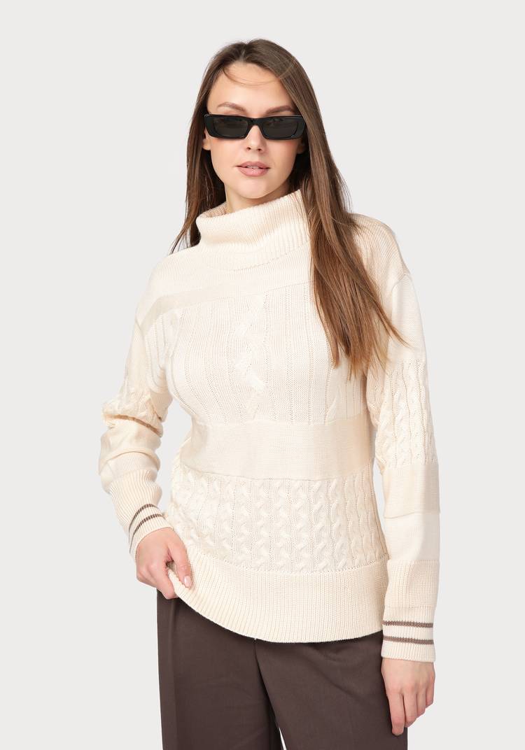 Свитер женский с эффектом структурных кос шир.  750, рис. 6