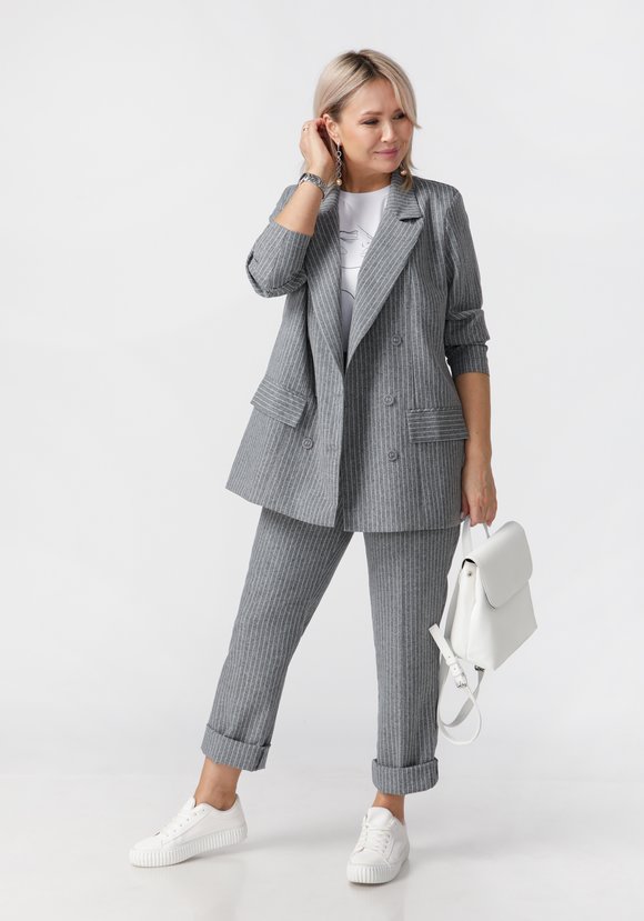 Жакет двубортный с карманами шир.  580, рис. 1