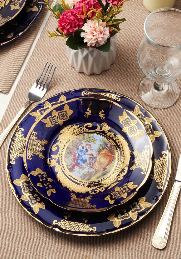 Набор кобальтовых тарелок, 2 шт. шир.  580, рис. 14