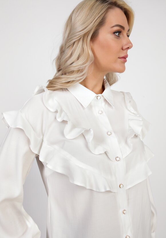 Блуза с рюшами на пуговицах шир.  580, рис. 4