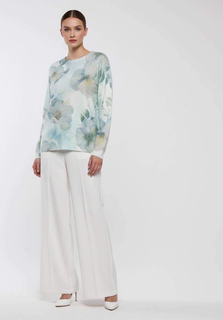 Блуза трикотажная с принтом в стразах шир.  750, рис. 11