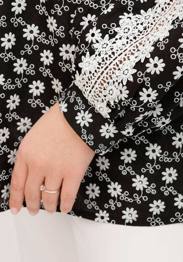 Блуза с вышивкой и кружевом по рукавам шир.  750, рис. 12