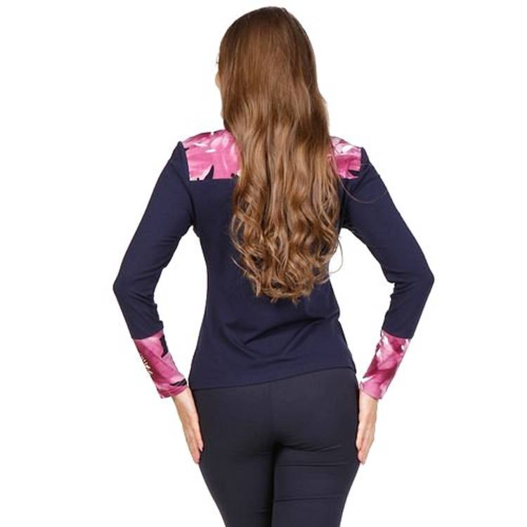 Блуза с цветочным принтом на груди и манжетах шир.  750, рис. 2