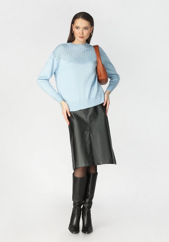 Джемпер женский с ажурной кокеткой шир.  580, рис. 9