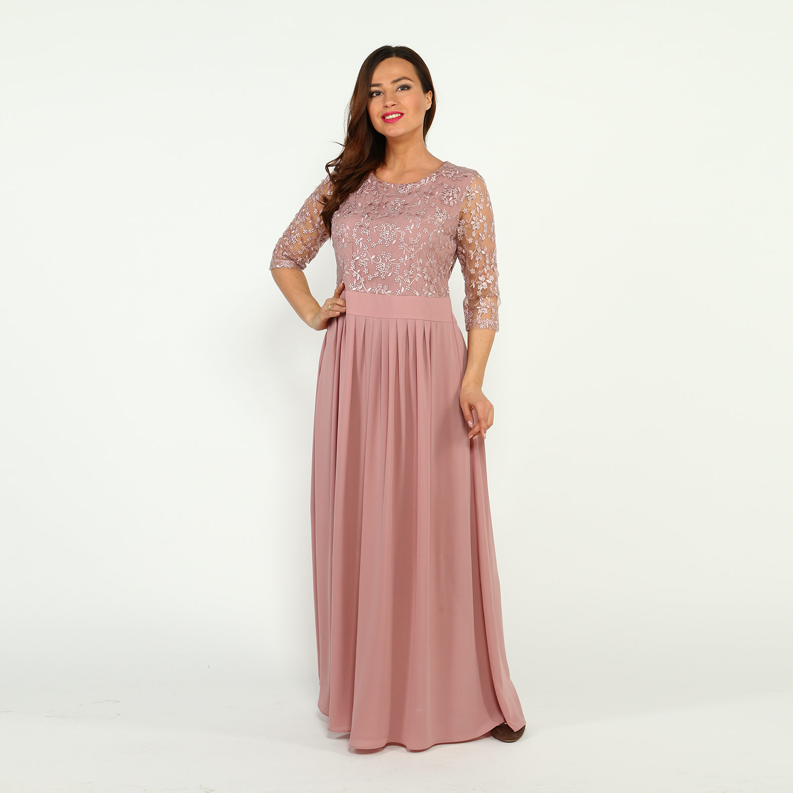Платье длиной макси с кружевным верхом Bel Fiore, размер 48, цвет изумрудный - фото 6