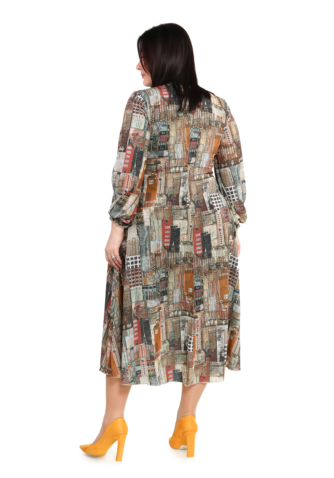 Платье "Невероятная картина" Elletto Life, размер 48, цвет хаки - фото 4