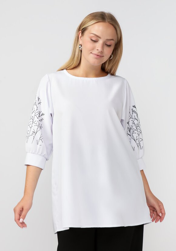 Блуза с оригинальным принтом на рукавах шир.  580, рис. 6