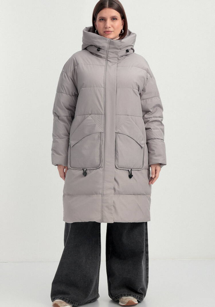 Пуховик стеганый с асимметричными карманами шир.  750, рис. 20