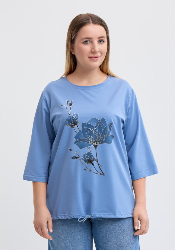 Блуза на кулиске с принтом шир.  580, рис. 16