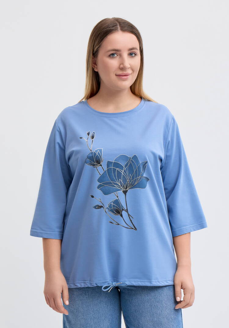 Блуза на кулиске с принтом шир.  750, рис. 16