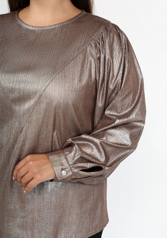 Блуза однотонная необычного кроя шир.  580, рис. 4