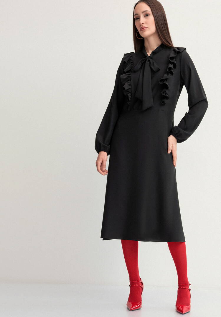 Платье с бантом и рюшами шир.  750, рис. 9