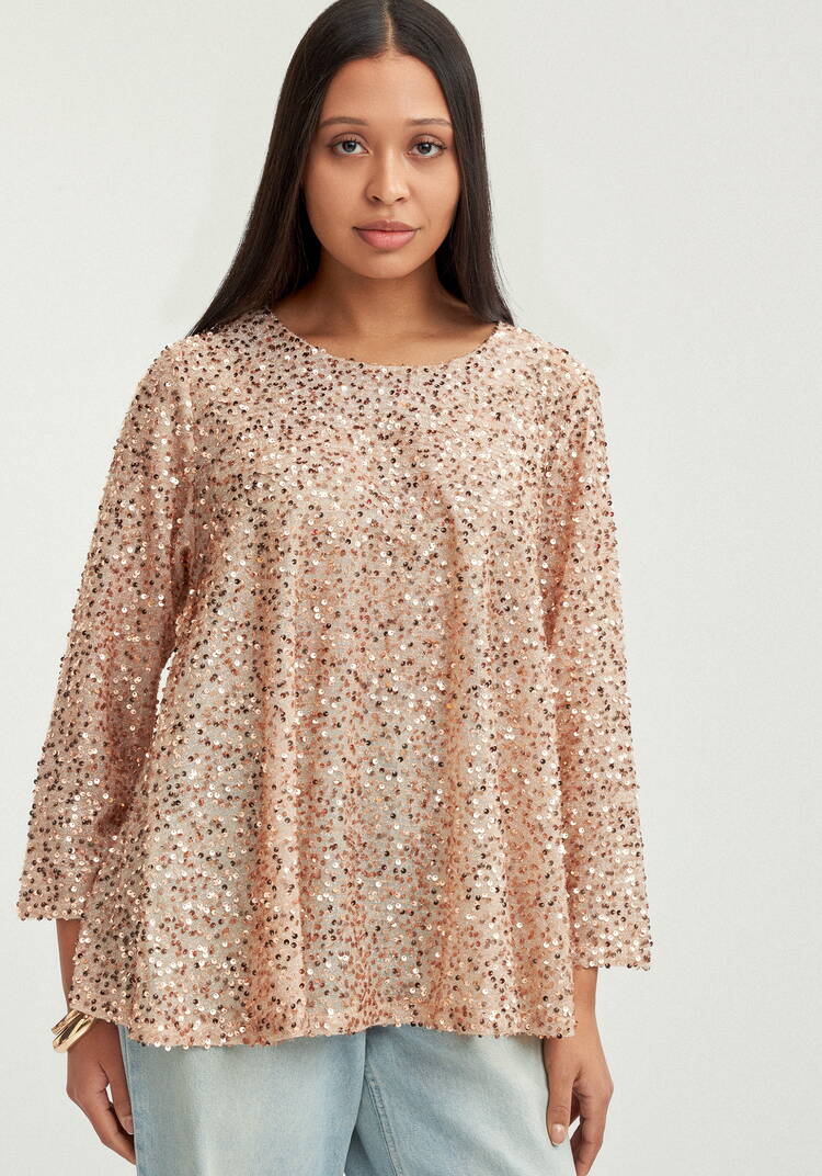 Блуза с мерцающими пайетками шир.  750, рис. 1