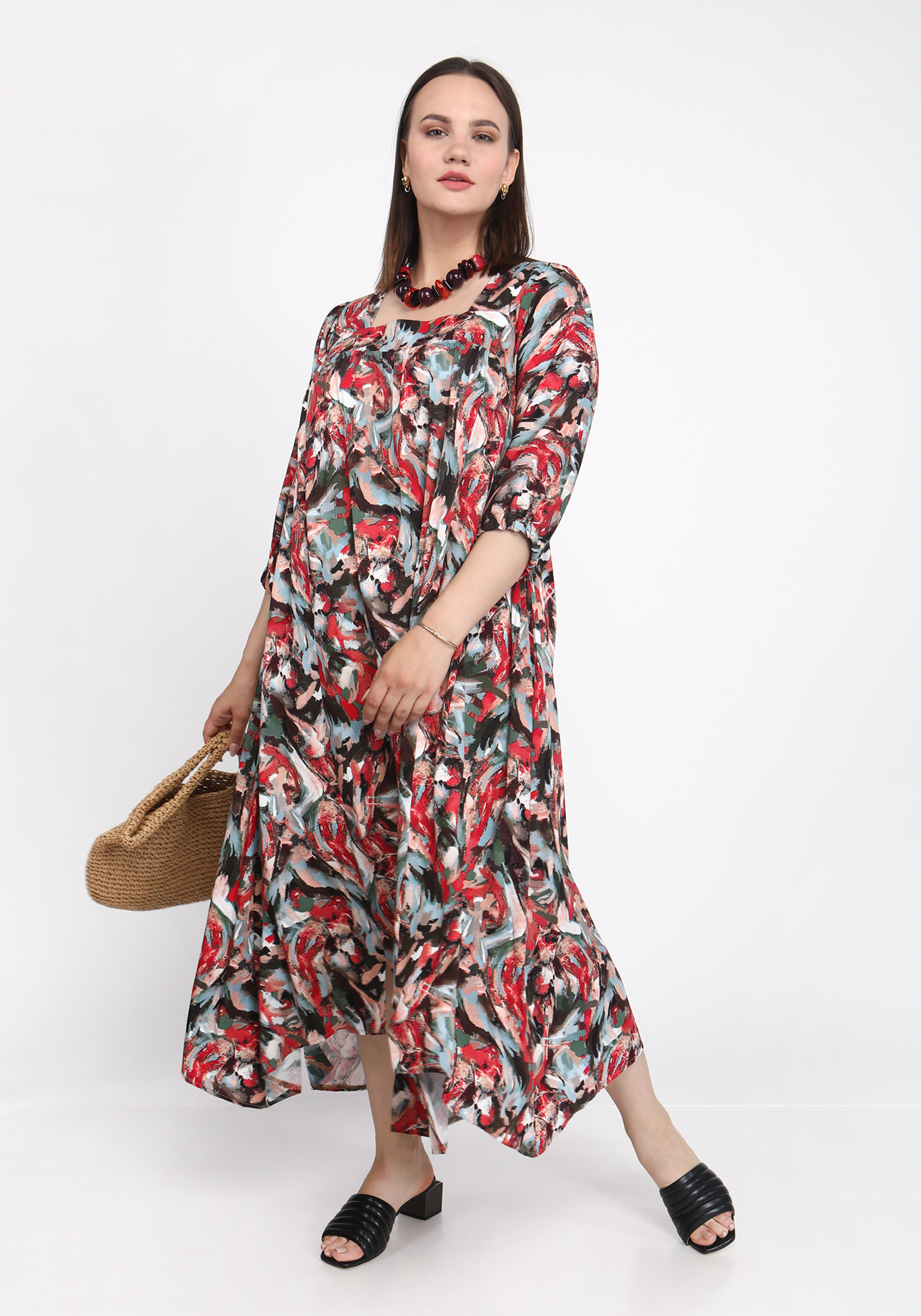 Платье "Оригинальное послание" ZORY, размер 70, цвет бежево-красный - фото 8
