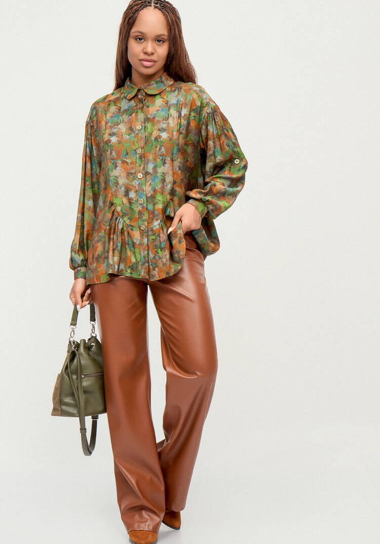 Блуза из ткани с акварельным принтом шир.  750, рис. 10