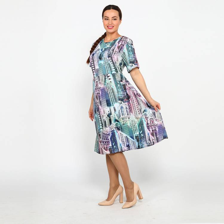 Платье с короткими рукавами и принтом шир.  750, рис. 2