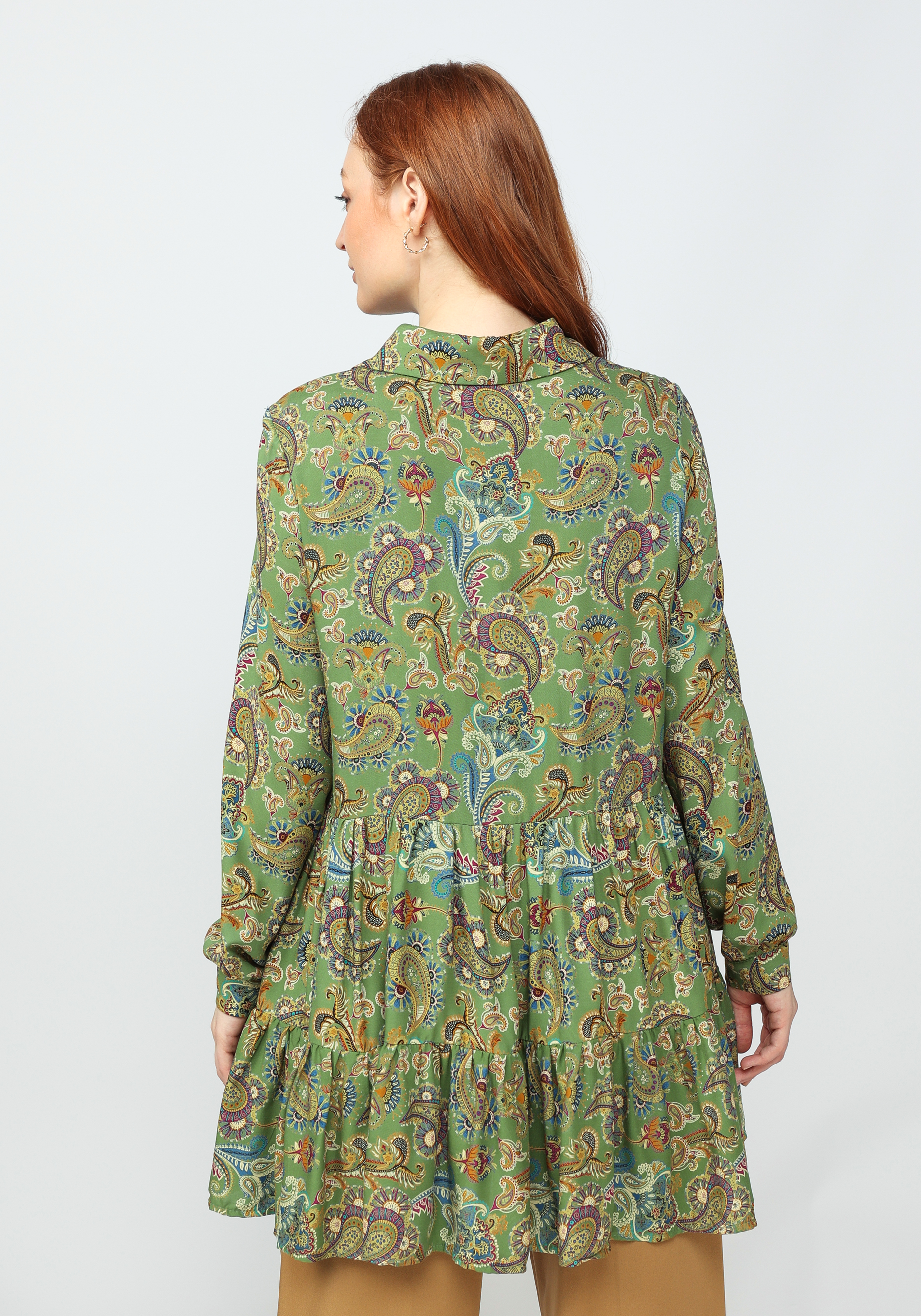 Блуза свободного кроя с ярусами Frida, цвет зеленый, размер 58-60 - фото 9