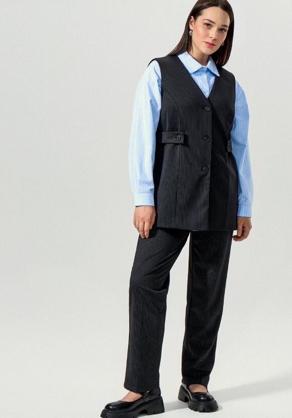 Жилет в полоску на пуговицах шир.  580, рис. 2