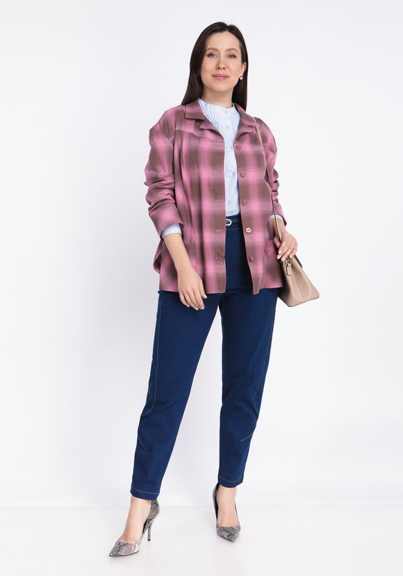 Блуза в клетку с накладными карманами шир.  580, рис. 12