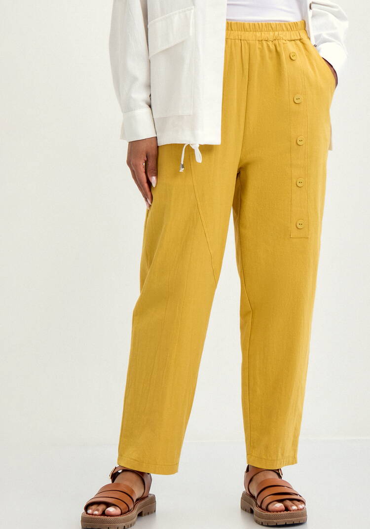 Брюки с декоративной планкой и карманами шир.  750, рис. 34