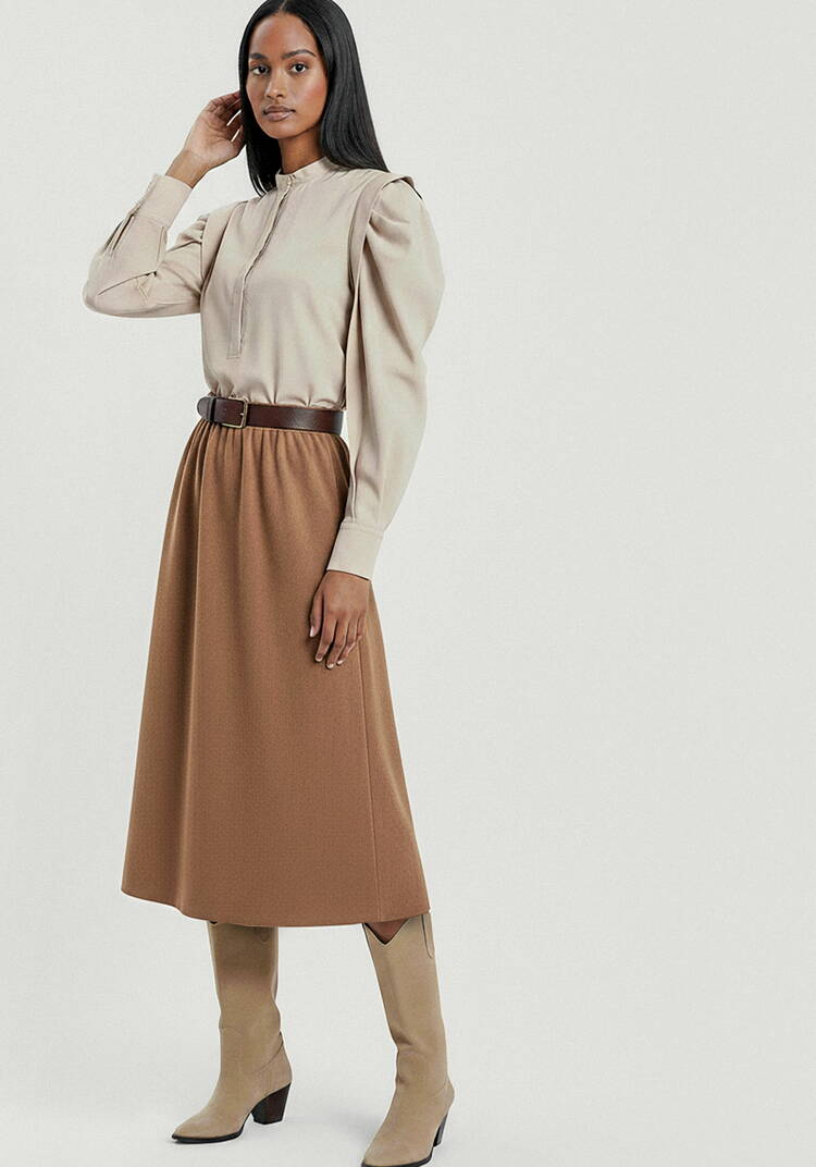 Юбка А-силуэта из эко-замши, на резинке шир.  750, рис. 14