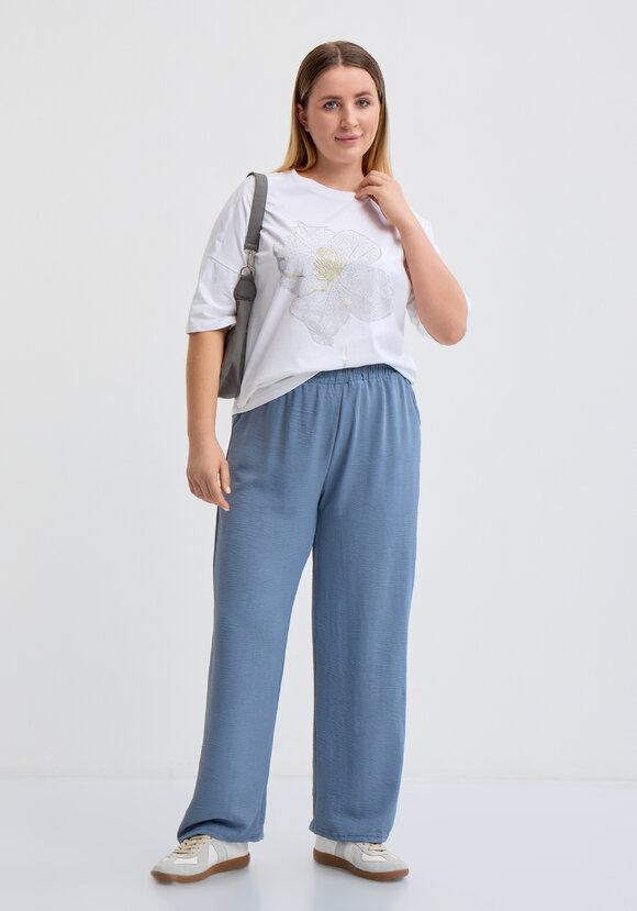 Футболка с цветочным принтом и стразами шир.  580, рис. 2