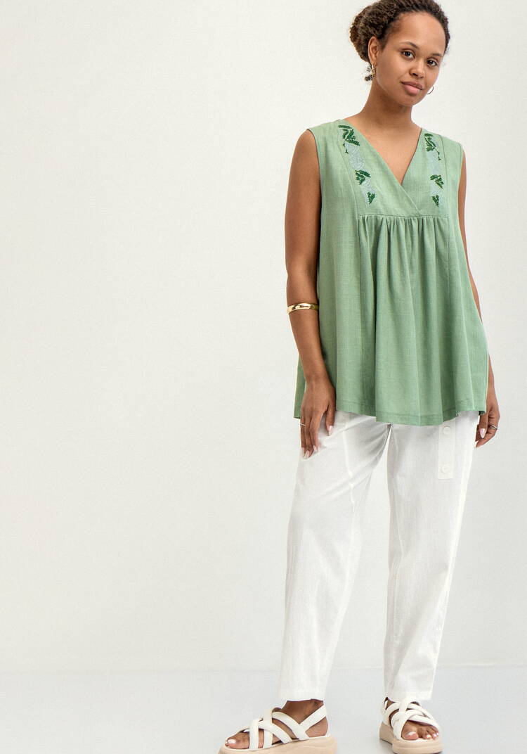 Блуза с вышивкой по переду и спинке шир.  750, рис. 23